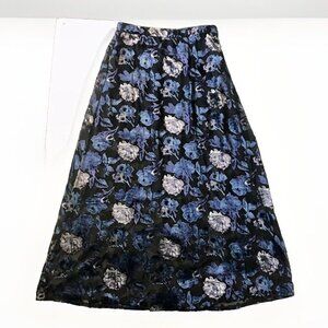 Forever 21 Long Black Blue Velvet Floral Sheer Maxi Skirt Size Medium‎